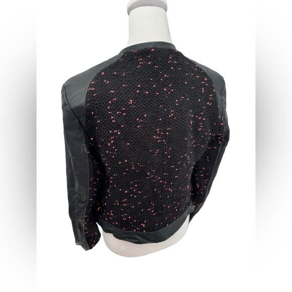 Express Faux Leather Jacket Cropped Tweed Motorcycle Edgy Urban Boho Biker Small - Picture 4 of 16